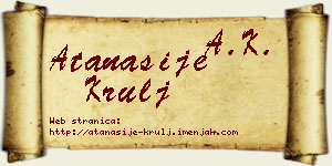 Atanasije Krulj vizit kartica